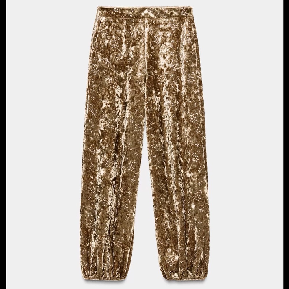Zara Gold Velvet Pants
